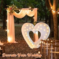 4FT Marquee Large Light up Decoration, Balloon Frame with Bulb Light Heart