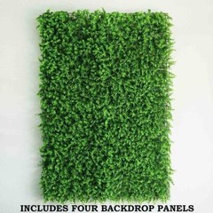 4 Green Artificial Mini Leaves Wall Backdrop Panels Photo Booth