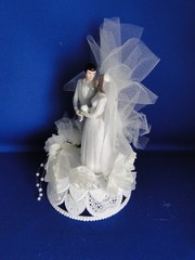 New Vintage Wilton Tender Love Wedding CakeTop, grey suit, 114-401