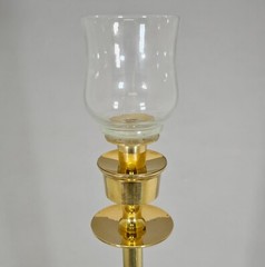 Candle Lamp Red Mosaic Shade on Brass Candle Holder&Votive Set/2 7″D 29.5″High