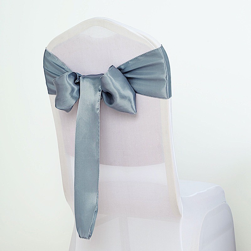 10 Dusty Blue Satin CHAIR SASHES Ties Bows Wedding Party Reception Decorations