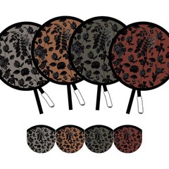 SUJJY 4 Pack Chic Black Botanical Foldable Hand Fans, 7.8 inches,