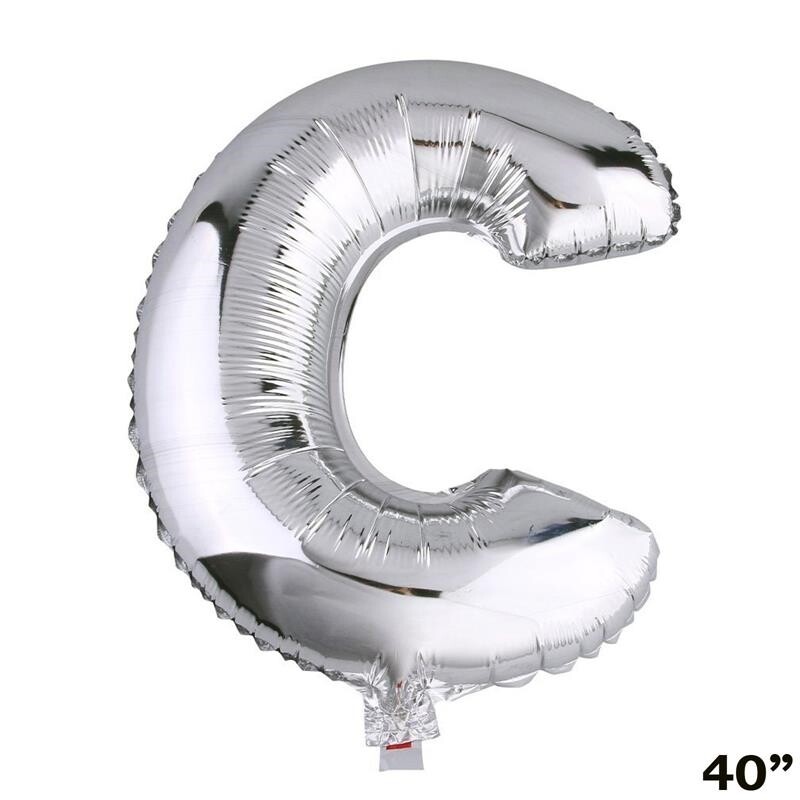40″ SILVER Letter C Mylar Foil Balloon 1 pc Party BackDrop Decorations Supply