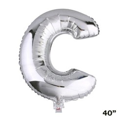 40″ SILVER Letter C Mylar Foil Balloon 1 pc Party BackDrop Decorations Supply