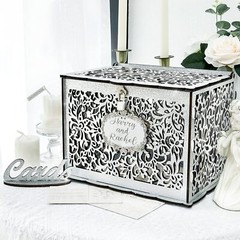 Silver Wedding Card Box with Lock Wooden Gift Card Box for wedding decoration…