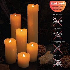 LED Flickering Flameless Melting Ivory Timer Candles, Set of 6 Faux Dripping