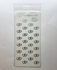 Foil Double Heart Self-Adhesive Envelope Seals/Stickers Wedding Engagement White