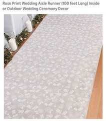 Aisle Runner Wedding Ceremony Rose Print 100 X 3 Feet Polyester Fabric