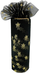 Gold Star Glitter Tulle Rolls 6 Inch X 10 Yards (30 Feet) Black Color for Table