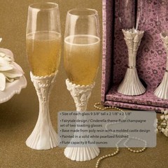 Castle Toasting Flutes Bride Groom Wedding Reception Glassware fairy tale theme