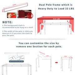 DIY 10 x 10 x 10ft Heavy Duty Wedding Backdrop Stand Kit Sturdy 4 Post Canopies