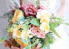 Customization Simulation flower orange rose bridal bouquet western wedding prop