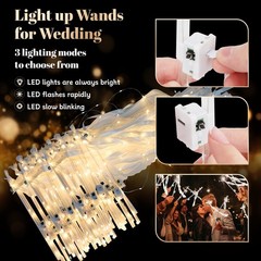 100PCS Light up Wedding Wands with Ribbons & Bells, Romantic 100 PCS, White