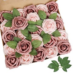 Artificial Flower Rose – Real Looking – 25pcs – Warm Taupe & Nude – Set of 25