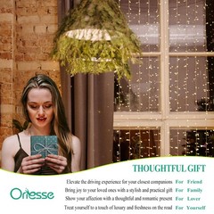ORIESSE Flower Car Accessories,2pcs 1 Count (Pack of 2), White,Green,Gold