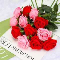 Fake Roses Artificial Flowers – Fake Artificial Roses Silk Flowers 10 Pcs Red