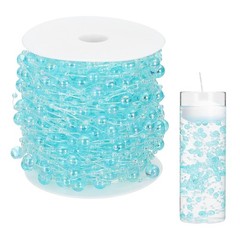 Artificial Floating Beads 8+3mm 131ft Faux Pearls Beads String, Clear Light Blue
