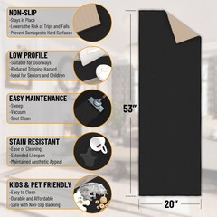 «Black Modern Hall Runner Rug Long Rugs Hallway Area Carpet Non Slip 20″»x59″»»