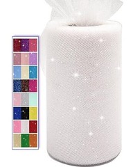 Glitter Tulle Fabric Rolls, 6 Inch 50 Yards 6″ by 50 Yards (150 ft) White