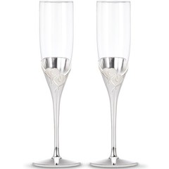 NIB Lenox True Love 2-Piece Toasting Flute Set, Silver Plated