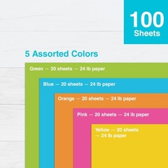 Printworks Neon Colored Paper, 24 lb, 5 Assorted Florescent Single,