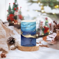 Blue Marble Flameless Candles with Remote Control and Timer, Adjustable
