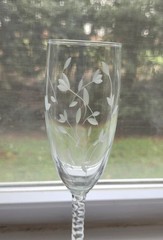 Vtg Lillian Rose Crystal Twisted Stem Glasses Champagne Floral 6oz Hand Blown