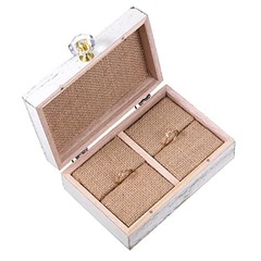 Wedding Ring Bearer Box and The Two Become One Mr. and Mrs. Diamond Ring White