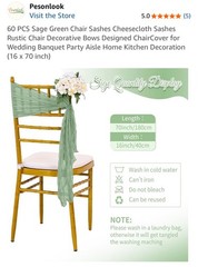 39 Artificial Flower Bundles And 60 Sage Green Chair Sashes