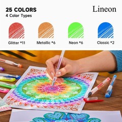Gel Pens, 50 Pack Gel Pen Set 25 Colored Gel Pen with 25 Refills for Adults Colo