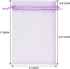 G2PLUS 25PCS Light Purple Organza Bags 5X7 Inches – Drawstring Organza Bags