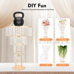Crystal Flower Stand Round Pedestal Stand Gold Wedding Party Decoration