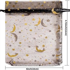 100 Luxurious Moon Star Organza Gift Bags – Ideal for Weddings & Special Events