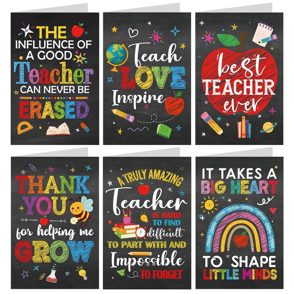 24 Pcs Thank You Cards for Teacher with Envelopes and Stickers Chalkboard App…