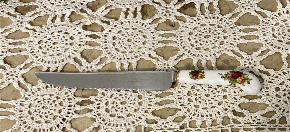 Royal Albert Old Country Roses Cake Knife Stainless Serrated Blade Bone China