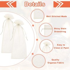 14 x 5 Inch Organza Wine Bags 20 Pcs Gift Wrap Bags for Wedding Favors Beige