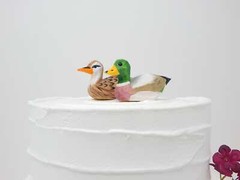 Mallard Duck Bird Cake Topper Bride Groom Love Wedding Engagement Wood Statue