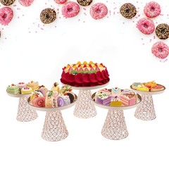 5-piece Crystal Cake Stand-french Gold Cake Stand For Wedding & Ceremony Bakery