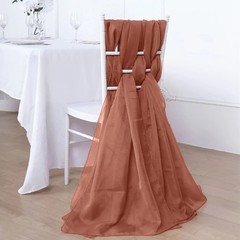 5 Terracotta Premium Chiffon Wide CHAIR SASHES Wedding Reception Decorations