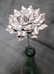 Handmade Paper Flower on stem (Gray Pattern No.3) for Wedding, St. Valentine’s