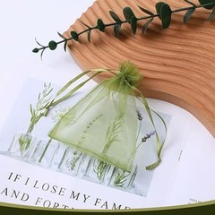 Pack of 100 Gift Organza Bags with 5×7 inch 1 Count (Pack of 100) Light Green