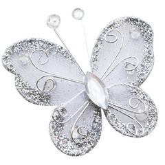 Organza Butterflies 26 Pack Wire Mesh Glitter Craft Wedding Decoration 7 Colors
