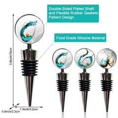 Lockban Wine Bottle Stoppers, Set of 3 Stainless Steel L, Green Glass