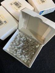 Corsage Pins Vtg. 4 box Wedding Boutique Pins Faux Pearl NOS