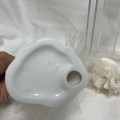 VTG Bride Groom Wedding Cake Topper White Porcelain 5” Figurine 8” Total