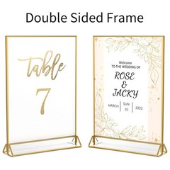 Acrylic Vertical Table Number Holders with Gold Borders