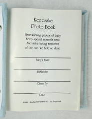 Tiny Treasure Photo Album Baby Carriage Light Blue Terry Satin Ribbon 4×6 VTG 99