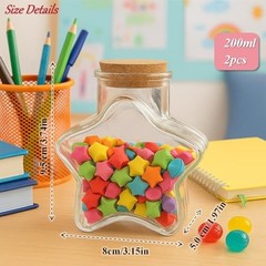 200ml Star Shaped Glass Jar with Cork Lid – Clear Decorative Bottle Star