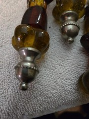 Cake Server Set & Ice Cream Scoop w/ Glass Bead Handles Vintage ~ India
