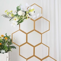 Gold 6″ Metal Floral DISPLAY FRAME Honeycomb Backdrop Stand Wedding Arch Party